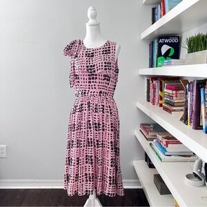 Whistles pink and brown silk midi print dress size 8